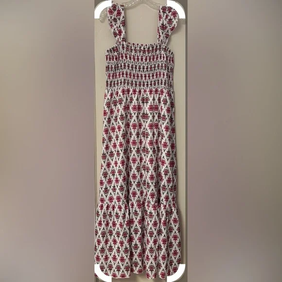 Floral Print Maxi Prairie Vibe Sundress Yoked Ruffled Size L New - Picture 12 of 12